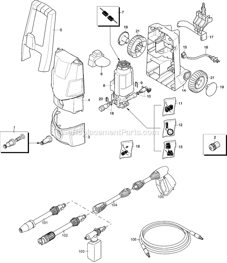 Black and Decker PW1400-B3 (Type 2) Pressure Washer Power Tool Page A Diagram